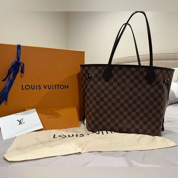 Louis Vuitton Brown and Black Checkered Tote Bag - Picture 1 of 8